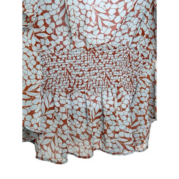 Anthropologie Feather Bone Blouse MEDIUM Ruffle Allegra Smocked Light Career - Picture 4 of 8